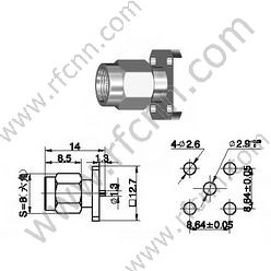 SMA αρσενικό 4 τρύπες Flange Mount Mocro-Strip RF συνδετήρα