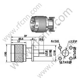N αρσενικό φλάντζα microtrip flange rf
