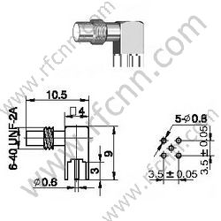 SSMC θηλυκή δεξιά γωνία για υποδοχή PCB RF