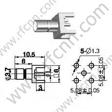 SMB θηλυκό για υποδοχή PCB RF