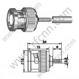 BNC αρσενικό για RG174 RF Connector