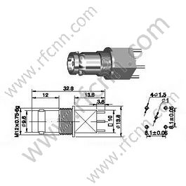 BNC θηλυκό για υποδοχή PCB RF