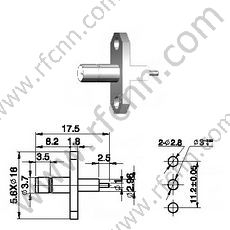 SMB θηλυκό φλάντζα Micro-Strip RF Connector