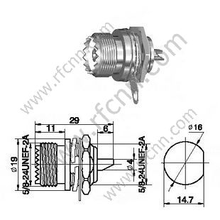 UHF θηλυκό Bulkhead Panel Mount RF Connector