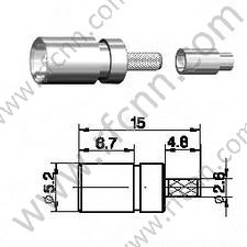Mcx θηλυκό πτύχωμα για RG178 RF Connector